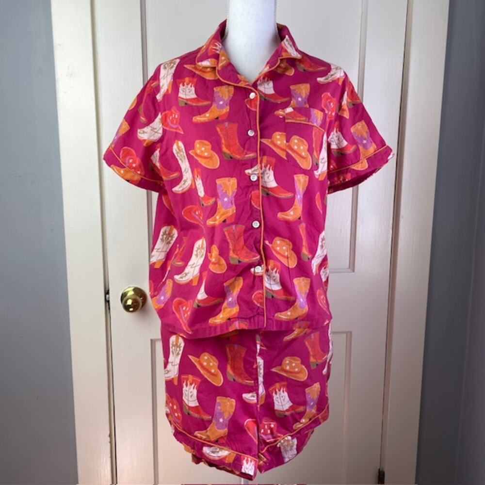 Crafted by Mahogany Cotton Rodeo Western Cowgirl Boots PJ Shorts Set Size Large